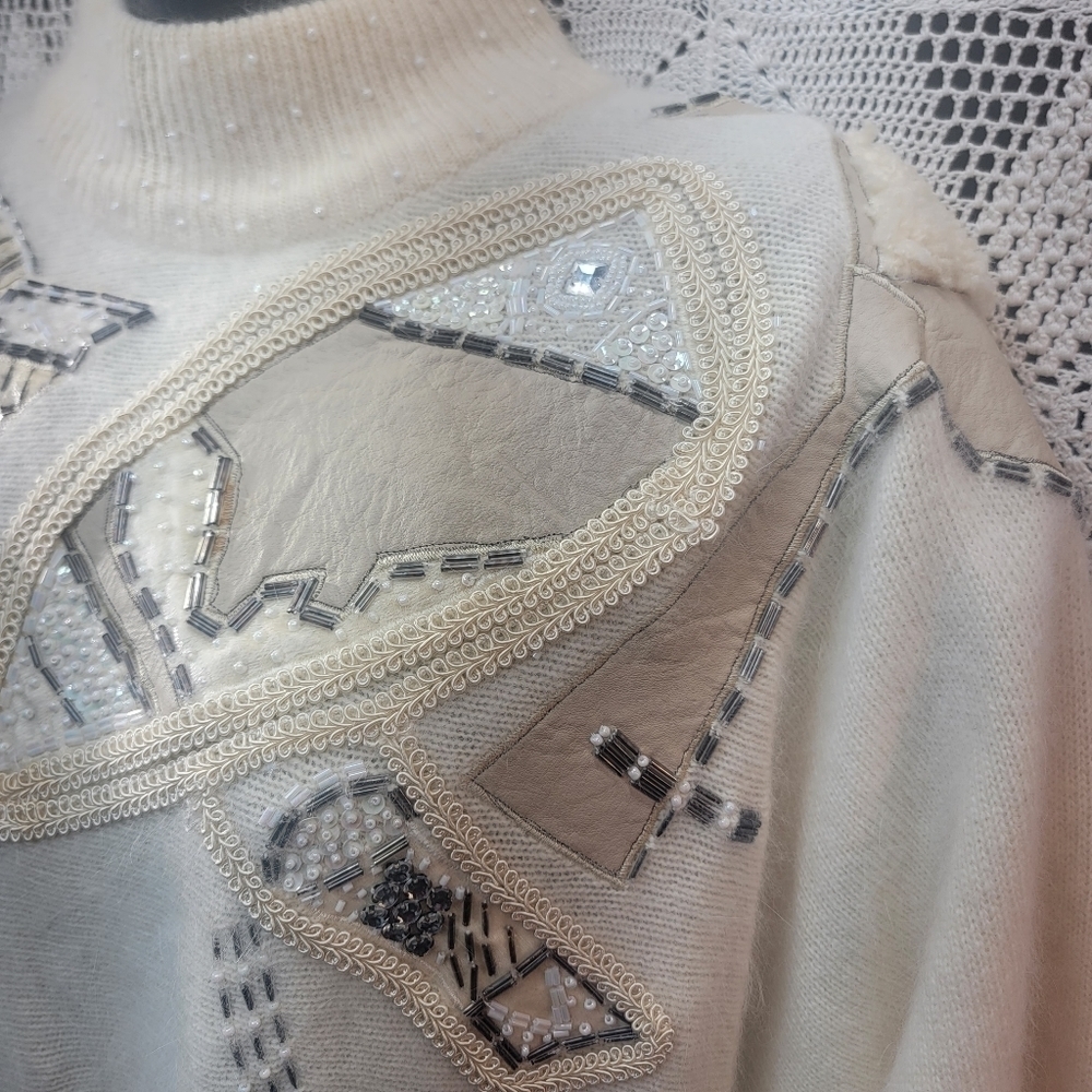 Patchwork Lambswool, Angora, Leather & Snakeskin … - image 4